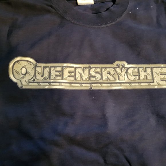 Vintage Queensryche Logo Double-Sided T Shirt Men's Medium Blue - Picture 2 of 5